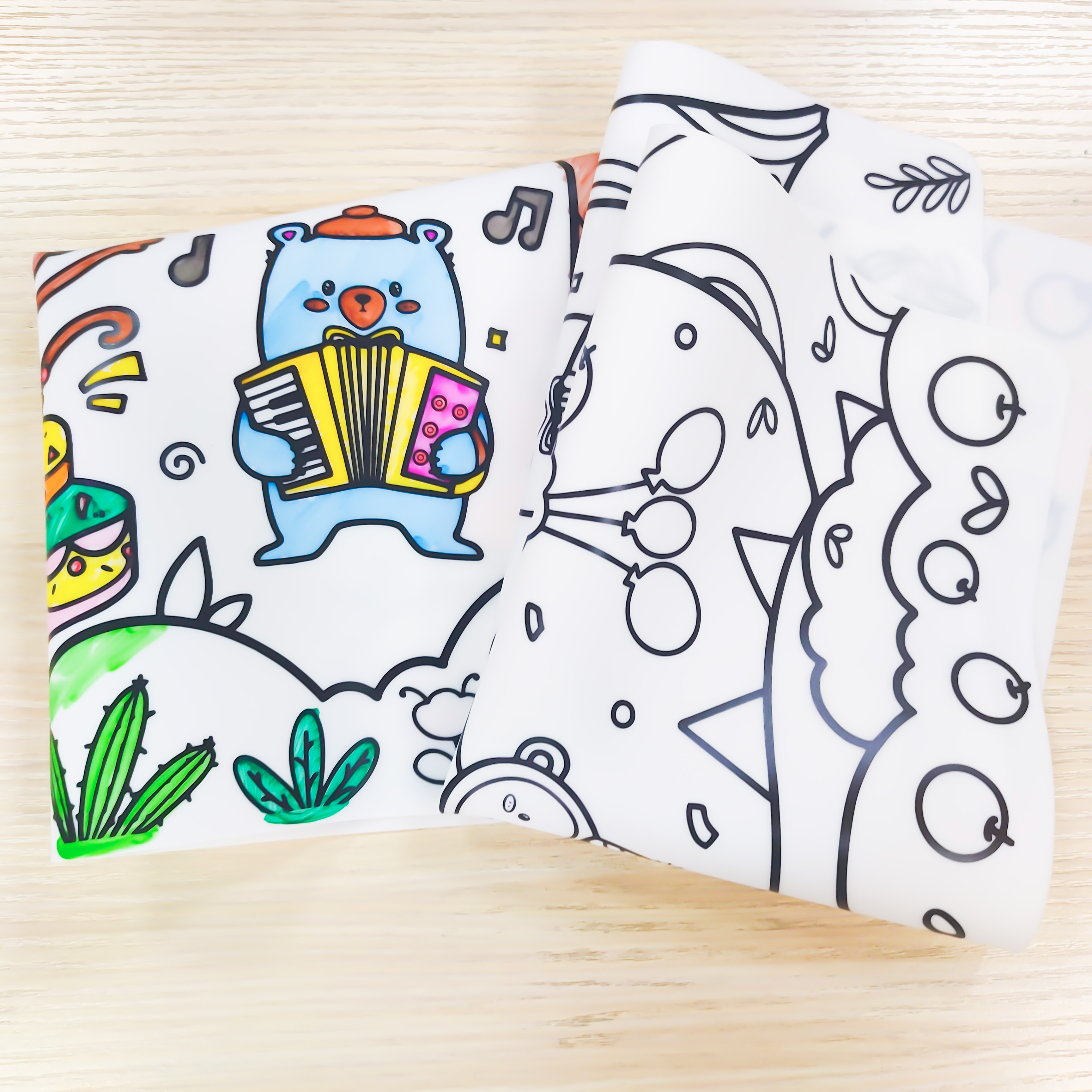 Kids Placemats Coloring Doodle Fun Mat Silicone Table Mat for Kids Drawing Painting Non Slip Washable and Reusable