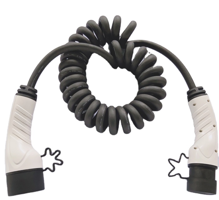 Strength factory IEC 62196 32A type 2 to type2 coiled 5m Single-phase ev charging cable