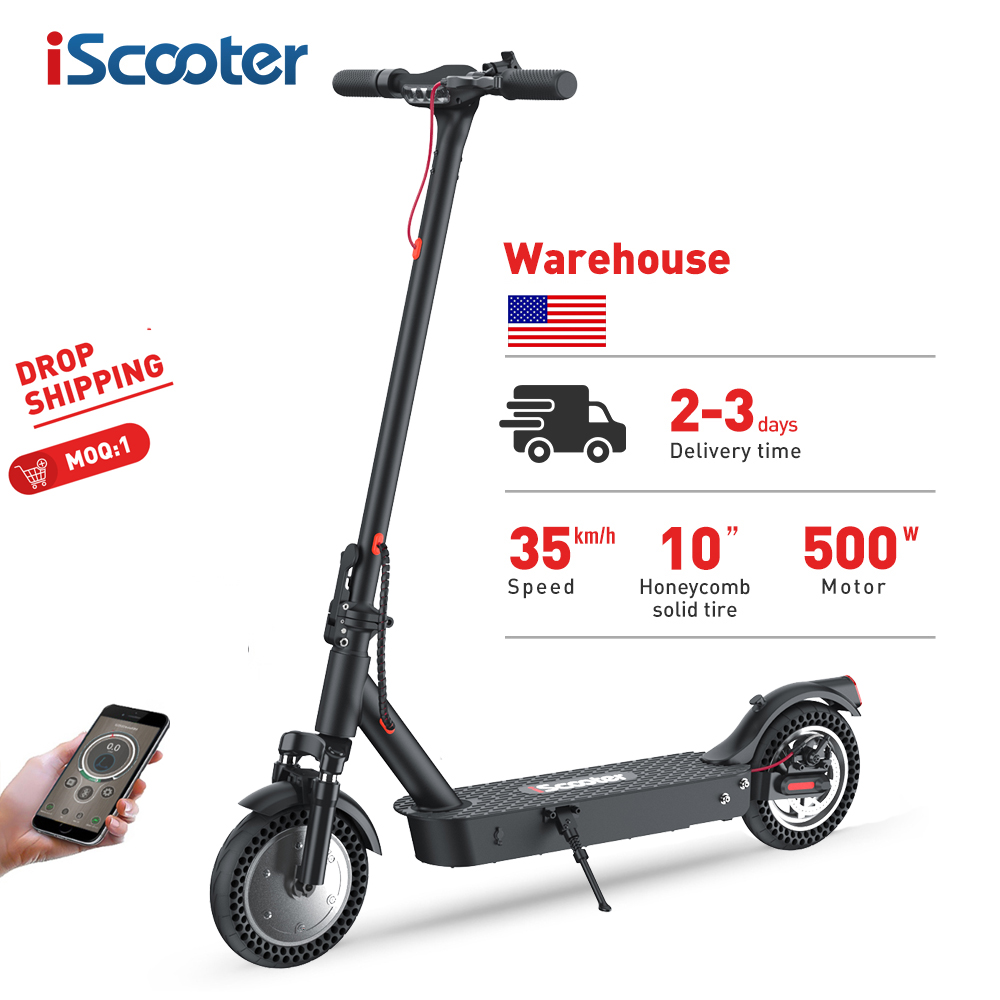 Электрический скутер iScooter, 10 дюймов, 35 км/ч, 500 Вт, 10 А/ч