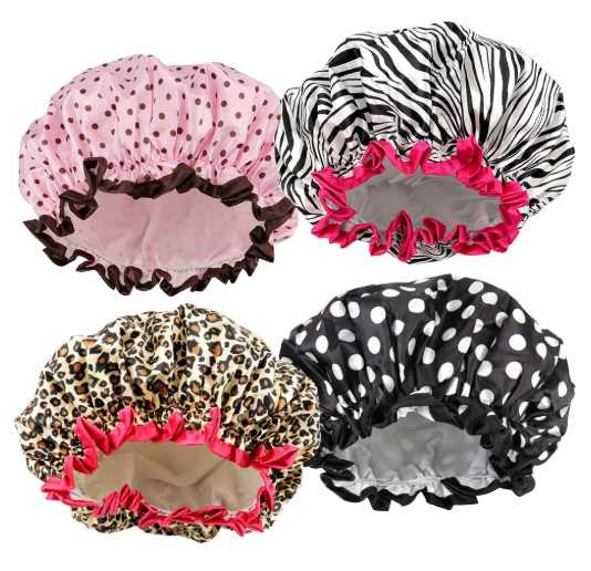 Waterproof Woman Shower cap for Long Hair Girl Plastic Shower Bath caps Leopard Bathing Hat Bathroom Accessories