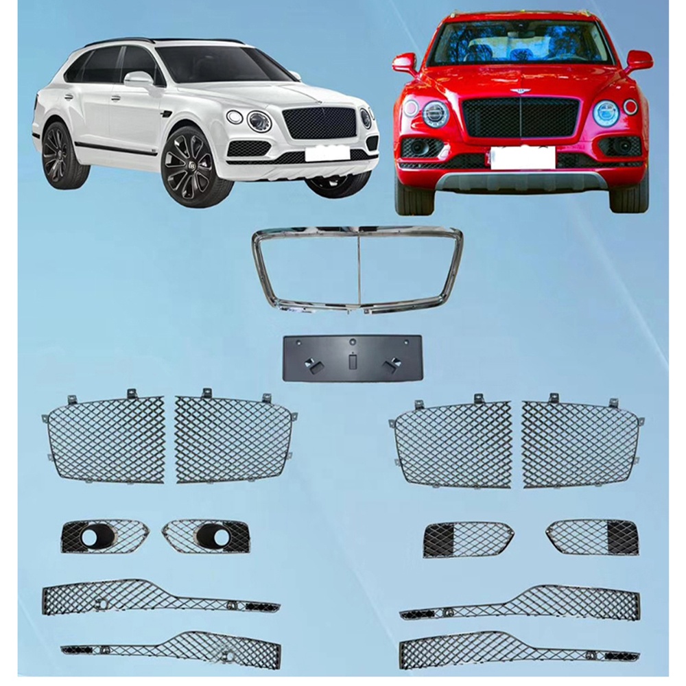 Новые обновления для Bentley Bentayga, Решетка переднего бампера, решетка средней сетки, черная для гальванического обновления, высокая конфигурация