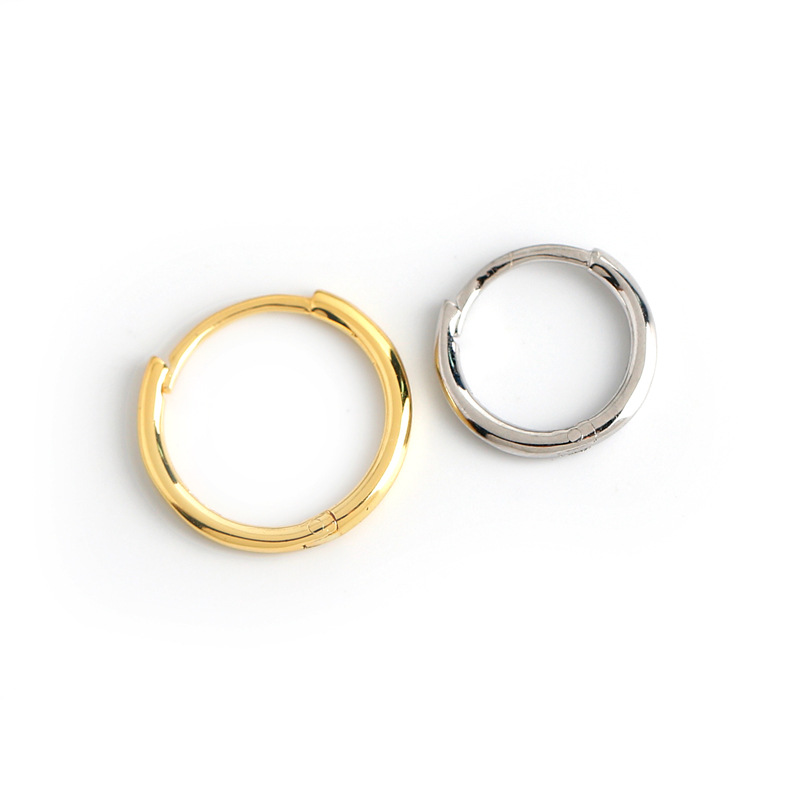 S925 sterling silver Simple fashionable round earrings 7BEADS smooth round geometric hoop earring buckle jewelry for women