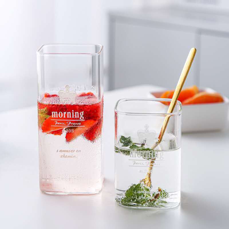Custom Logo Glass Soda Can Cup Heat Resistant Transparent Reusable Glassware For Water Beer Liquor 1728