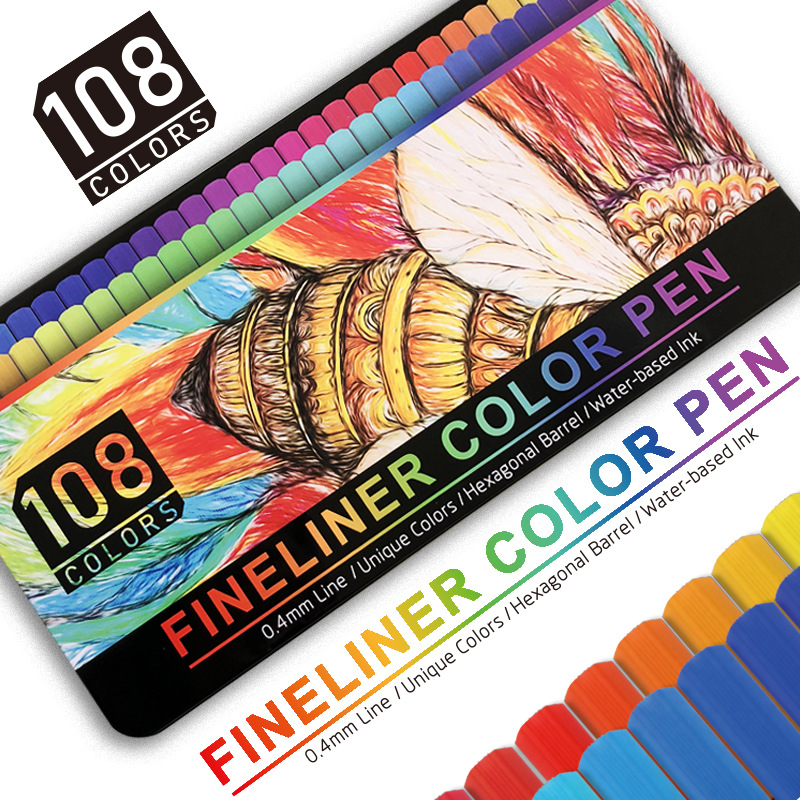 108 color needle pen color thread Custom made packaging water-based ink hook pen