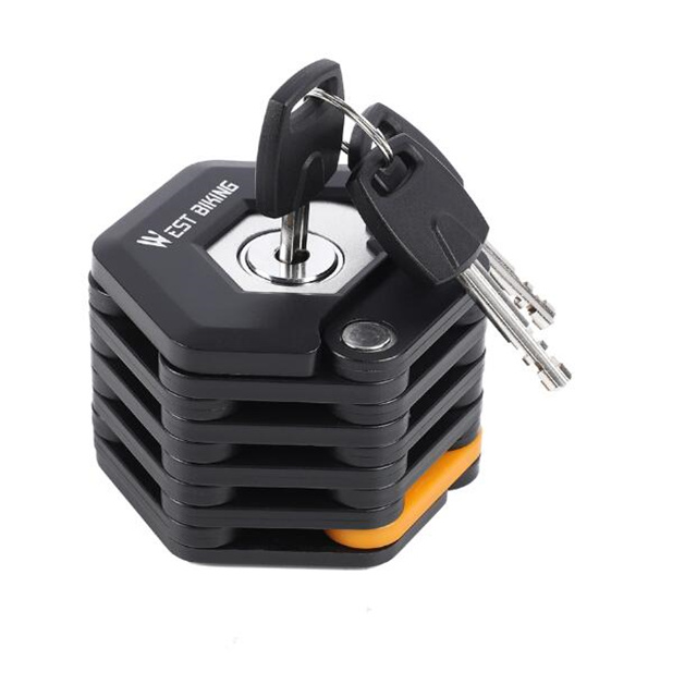 WEST BIKING High Hardness Bicycle Lock Anti-Drill Foldable Lock