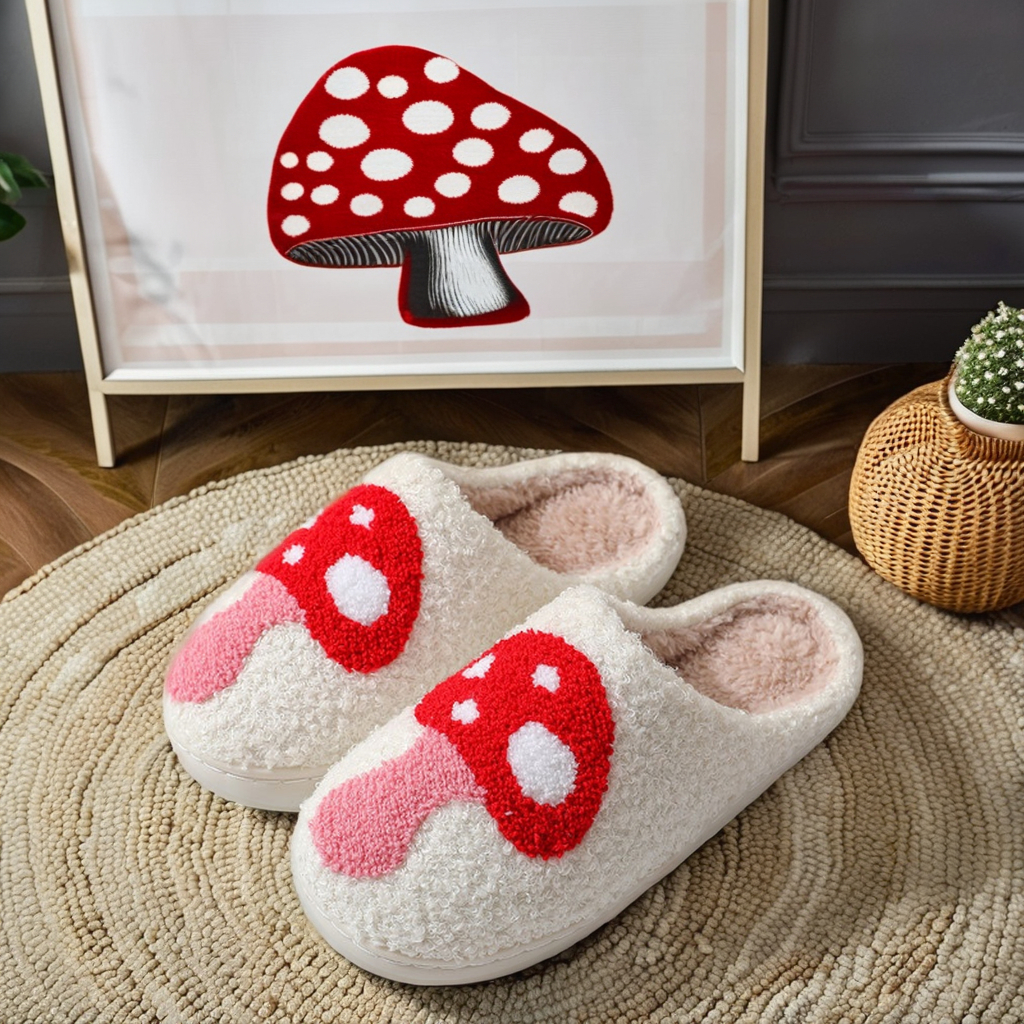Cross-Border Popular Outdoor Slippers Winter Heattech Indoor Slippers Smile Peach Heart Cotton Plush Toe Rainbow Stuffed