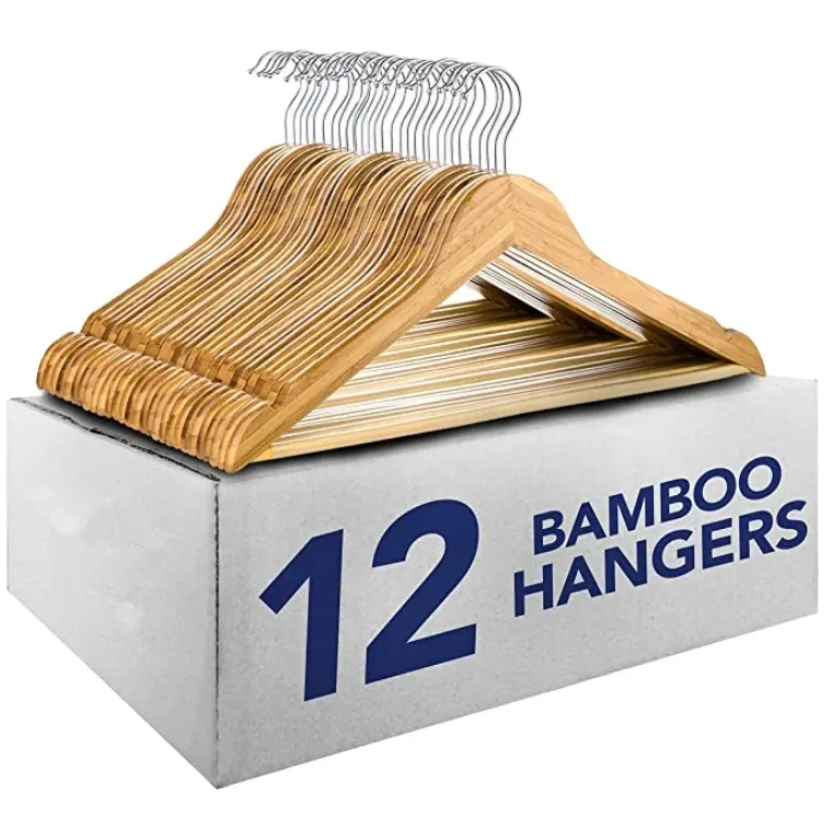 Eco-Friendly bamboo clothes hangers for coat space saving bamboo hanger