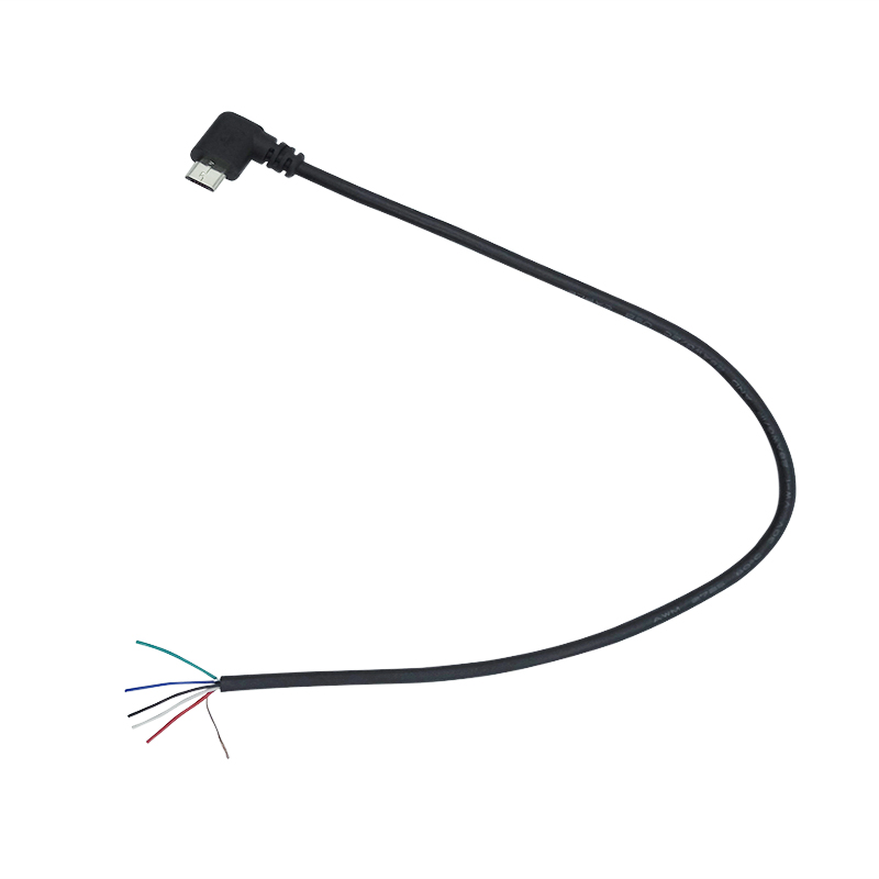 Прямоугольный локоть micro usb 5 pin разъем на 5 проводов Открытый usb кабель