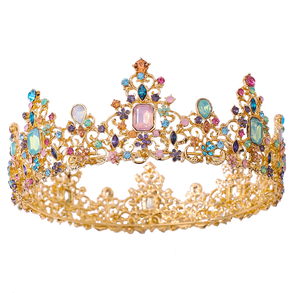 BRIGHT DA229 Amazon baroque bride tiara wedding accessories CROWN princess round pageant bridal crown customizable