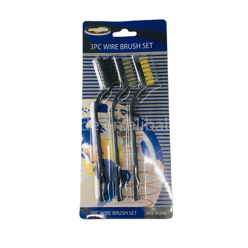 3PC Steel Brass Nylon Wire Brush Sets Metal Tools