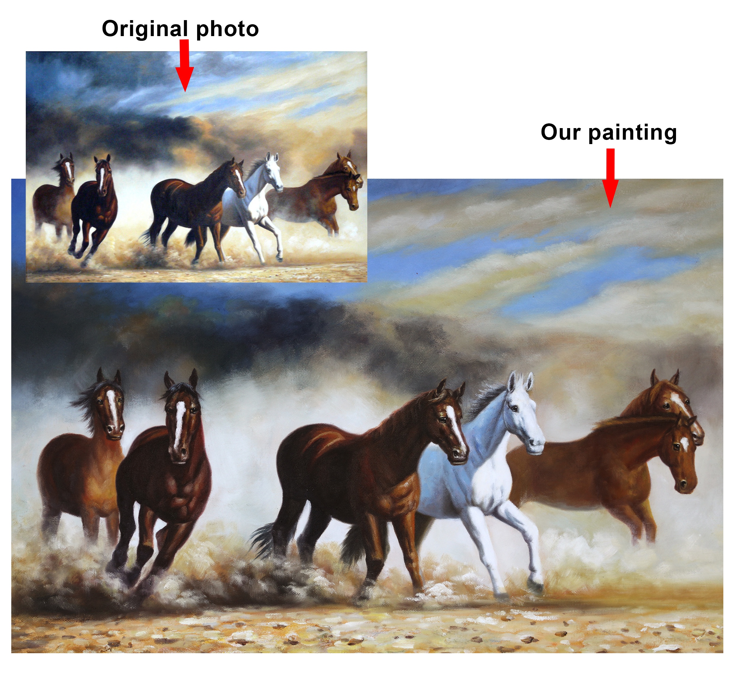 Modern wall art animal painting horse realistic hand-painted oil painting can be customized other paintings
