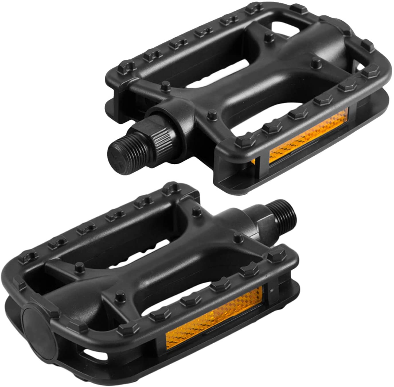 Lindo 2 pcs All Rounder Bike Pedals Bicycle Pedal with 9/16 Inch Boron Steel Spindle with Reflector, Also Works on E-Bike, City