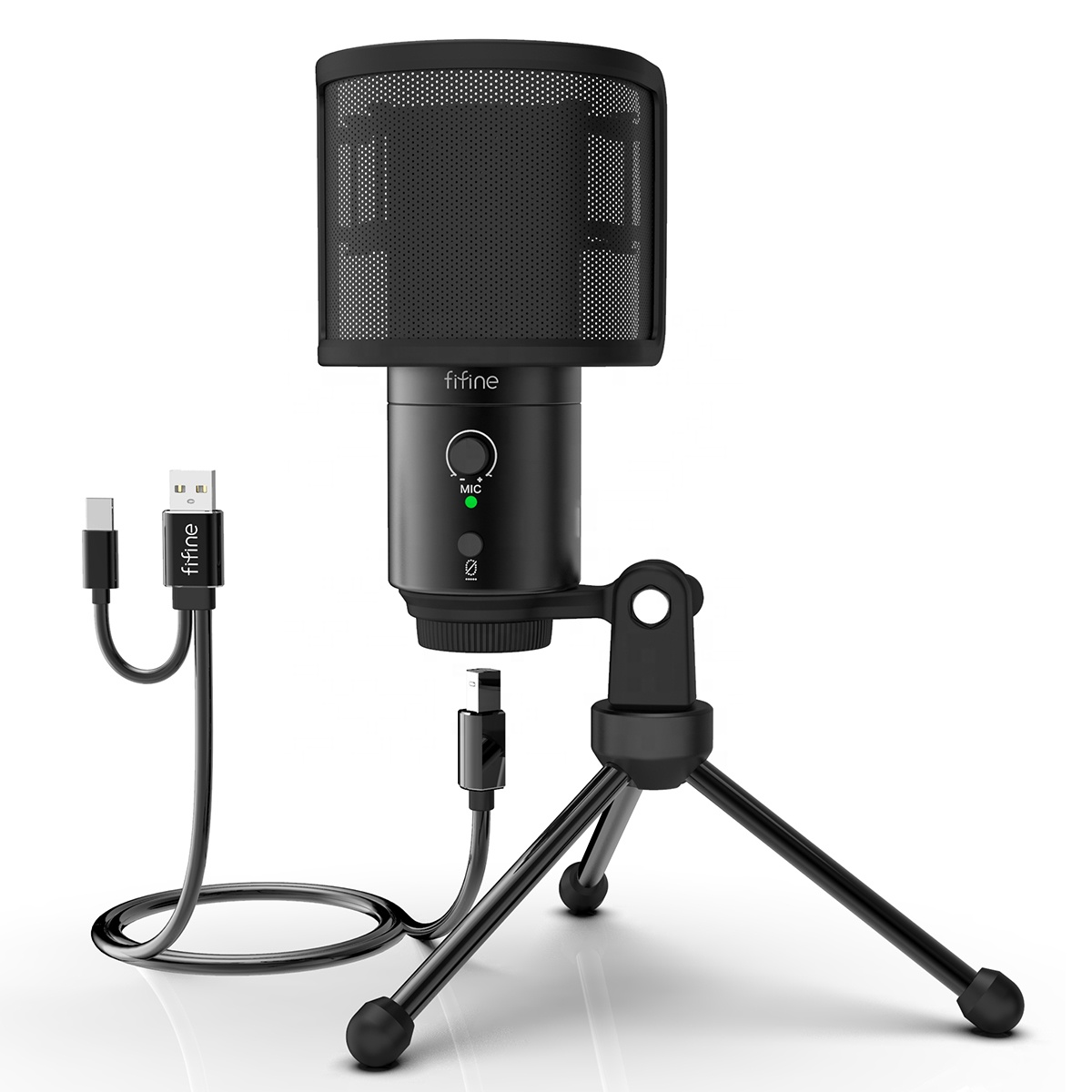 Fifine Music Microfono USB игровая потоковая Запись микрофон студийное оборудование конденсаторный микрофон для ПК