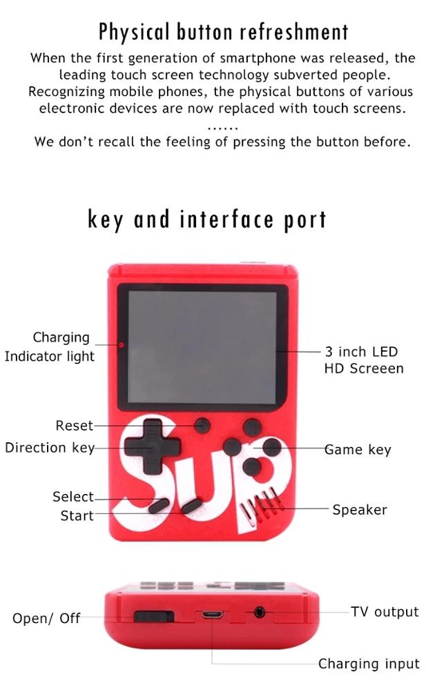 Sup игровая коробка ретро классический мини игры двух игроков машина SUP портативная игровая консоль 400 в 1