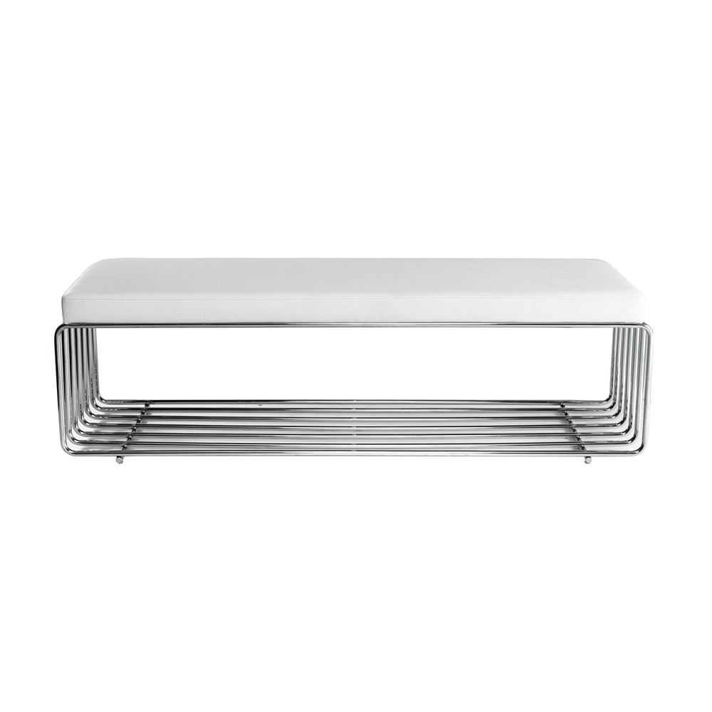 Upholstered Seat Bed Stool Benches Living Room Bedroom Seating stainless steel Base Long Bench chair