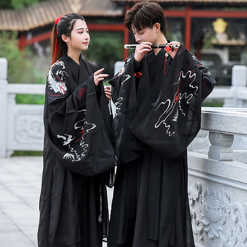 Hanfu китайское традиционное платье Древняя китайская большая, с длинными рукавами, кофта с широкими рукавами для девочек одежда с вышивкой в китайском стиле ханьфу, для мужчин и женщин