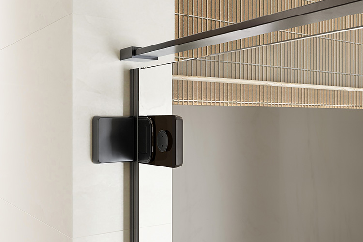 hotel bathroom aluminum black hinge tempered glass shower enclosure