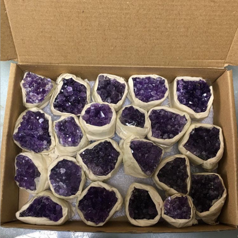 Wholesale high quality natural crystal uruguay amethyst cluster with box