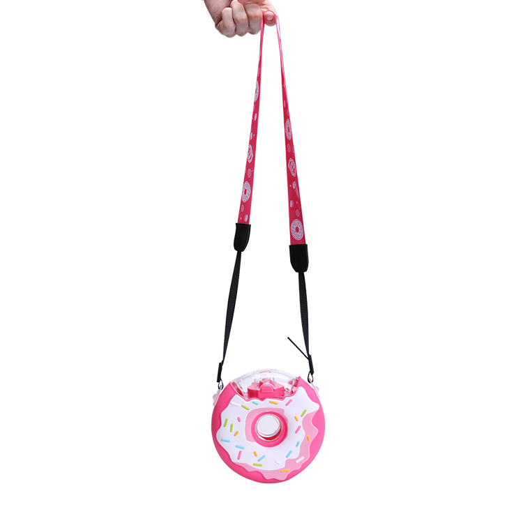 Outdoor Cover Silicone strap rope Travel Portable Straw Leakproof Children Donuts Water Bottle