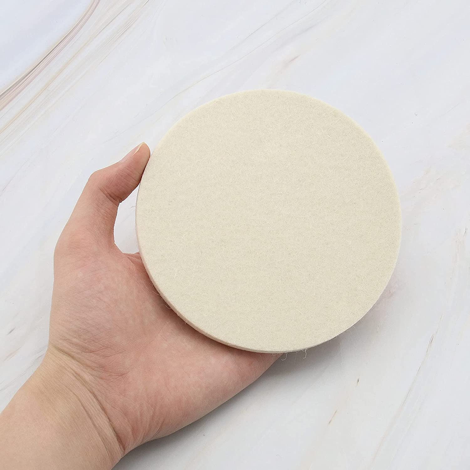 4X 125mm 5 Inch Wool Felt Polishing Pad Buffing Wheels Polish Pad Self-Adhesive for Automotive Hardware Furniture White
