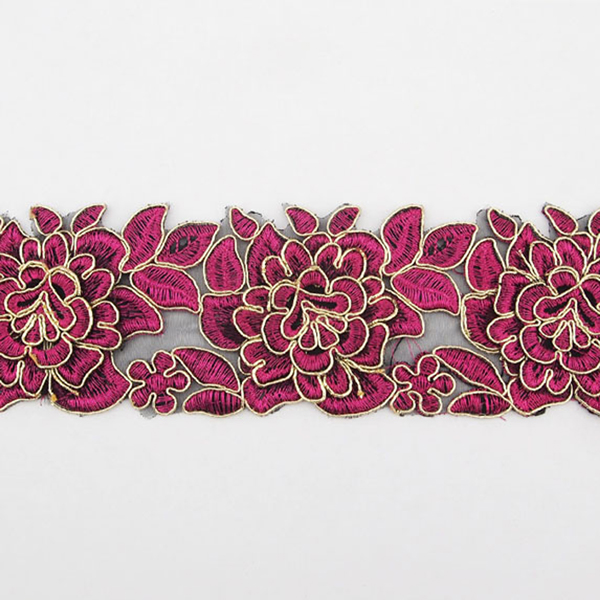 Metallic embroidery lace design and bridal lace trim wholesale WTP-1123