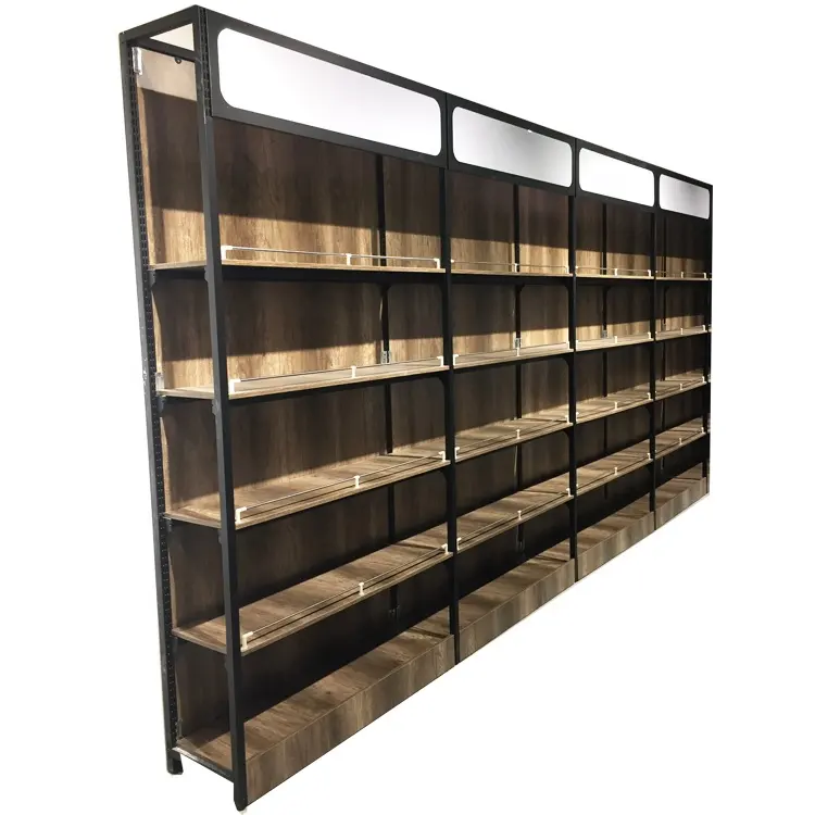 Retail Modern Fancy Store Metal Wood Shelves Display Rack /Supermarket Display Wood Rack Shelf
