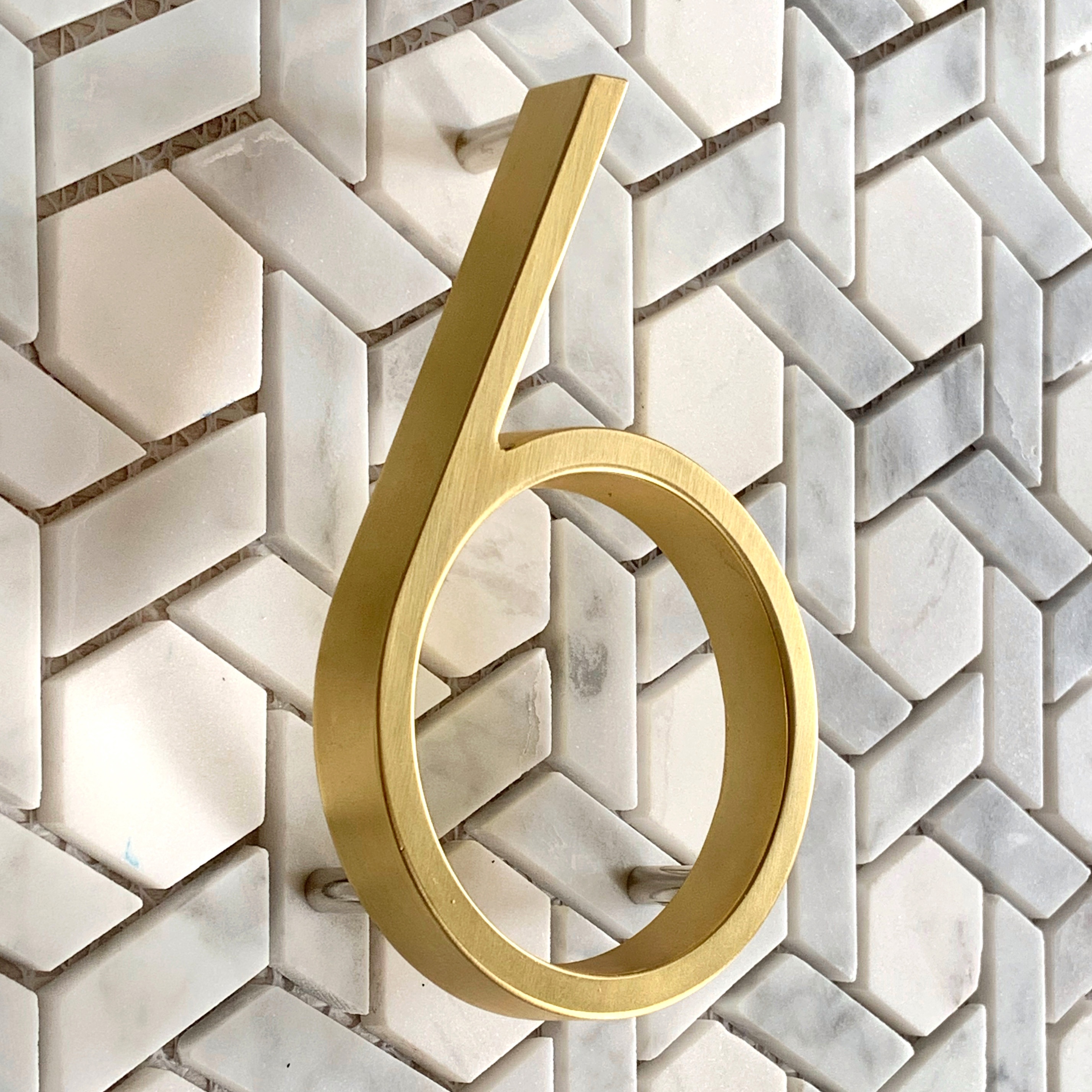 Big Modern Floating 5-in (12cm) Zinc Alloy Golden Sign Outdoor Huisnummer Letters Dash Slash Signage House Number