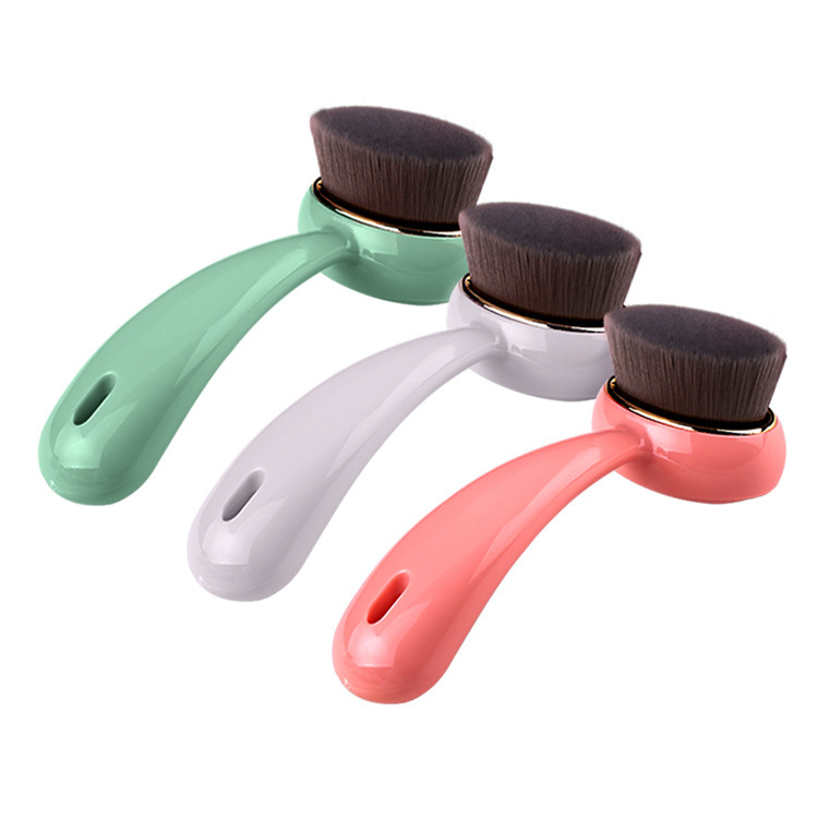 Wholesale Soft Facial Cleansing Brush With Bamboo Carbon Fiber Hair Round Shape Custom Skin Care Plastic Facial Cleansing Brush