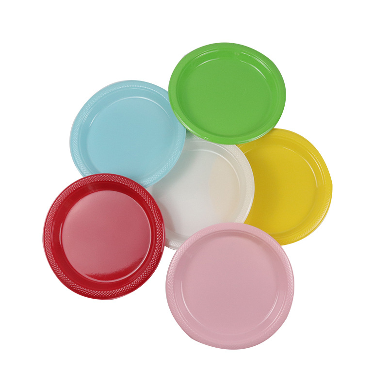 Disposable 6 inch color plastic tray party picnic party barbecue wildly used premium disposable plastic plates