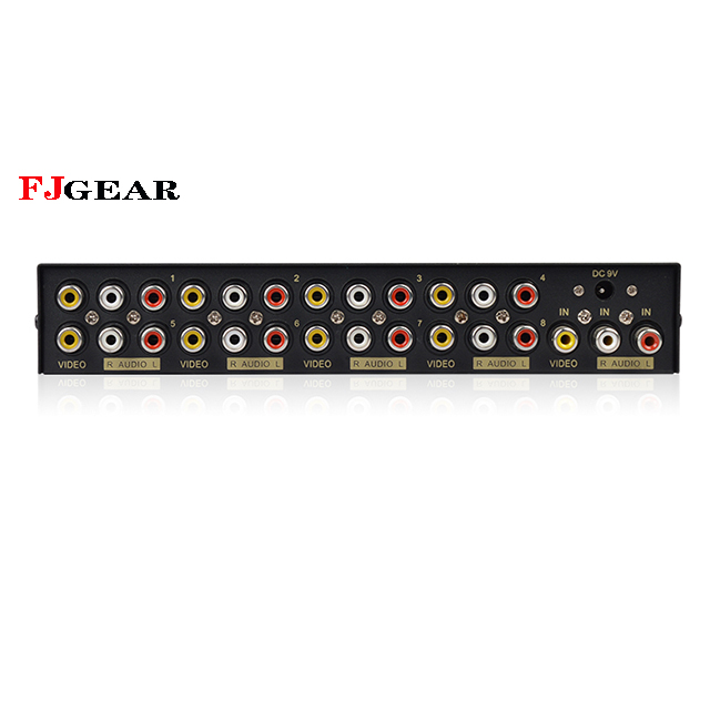 FJGEAR Лидер продаж 1 в 8 выход rca 8 порт av сплиттер и усилитель сигнала поддерживается
