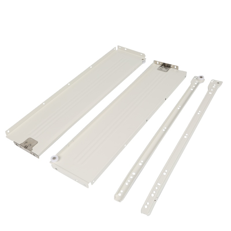 FGVSLIDE Hardware Furniture metal box Powder Coated Drawer Box Sliding Roller Drawer Slides Roller Rail With Panel