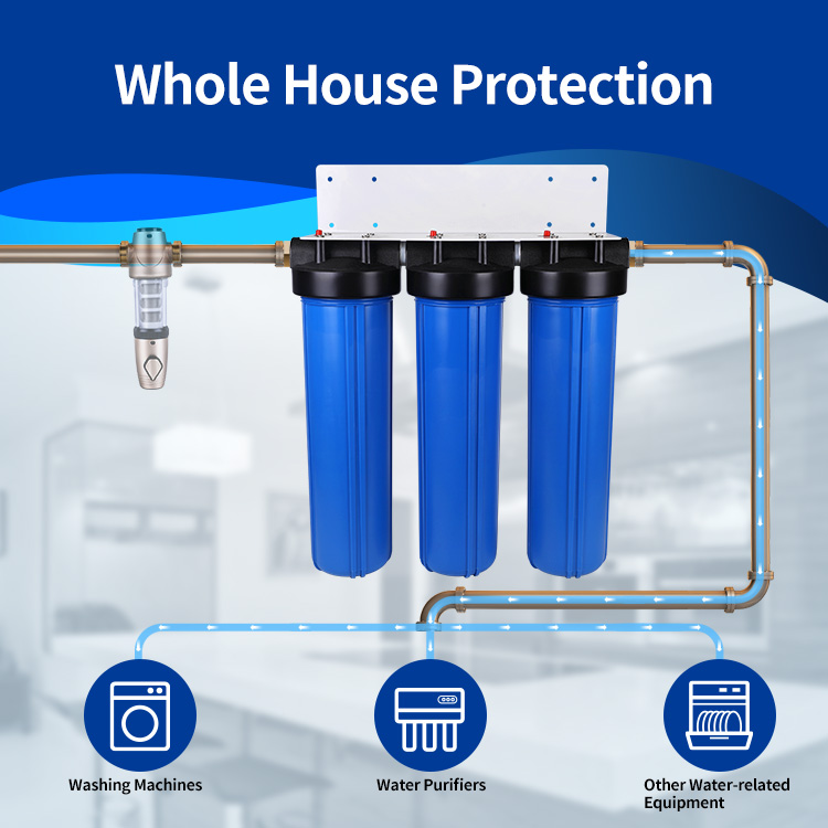 Big blue whole house water filter housing 3 grades comaptible foe 20 inch PP GAC CTO