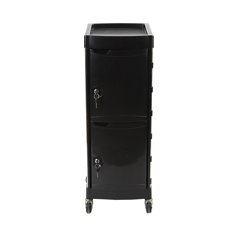 Wholesale hair Salon Furniture Lockable black Barber Trolley With Wheels multilayer salon trolley /beauty salon rolling cart