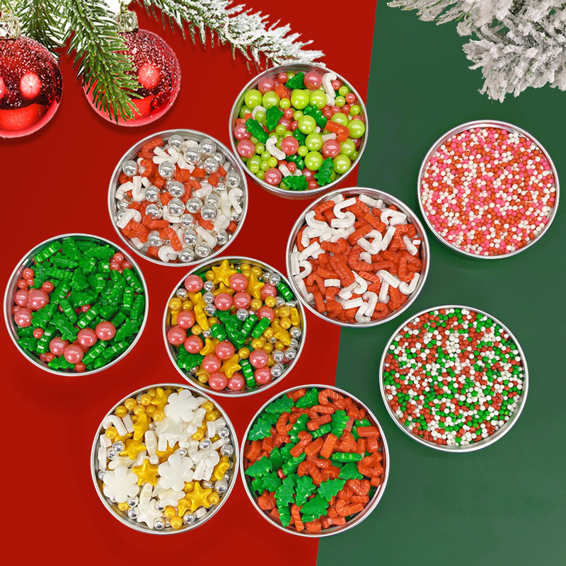 Christmas Cake Santa Claus Cake Card Cake Decoration Edible Glutinous Rice Paper Christmas Sugar Beads Red Cane Christmas Tree