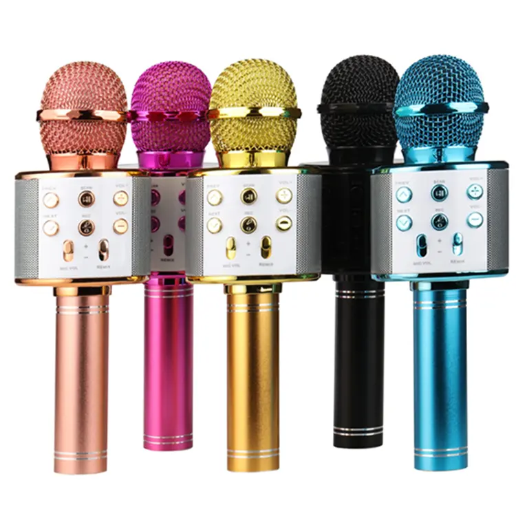 WS858 Professional Wireless Microphone Speaker Handheld Microphone Karaoke Mic Music Player Singing Recorder KTV Microphone