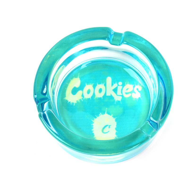 Wholesale Ashtrays Round fluorescent Ash Trays Customizable logo Smoking Accessories luminous ashtray Glass Ashtray