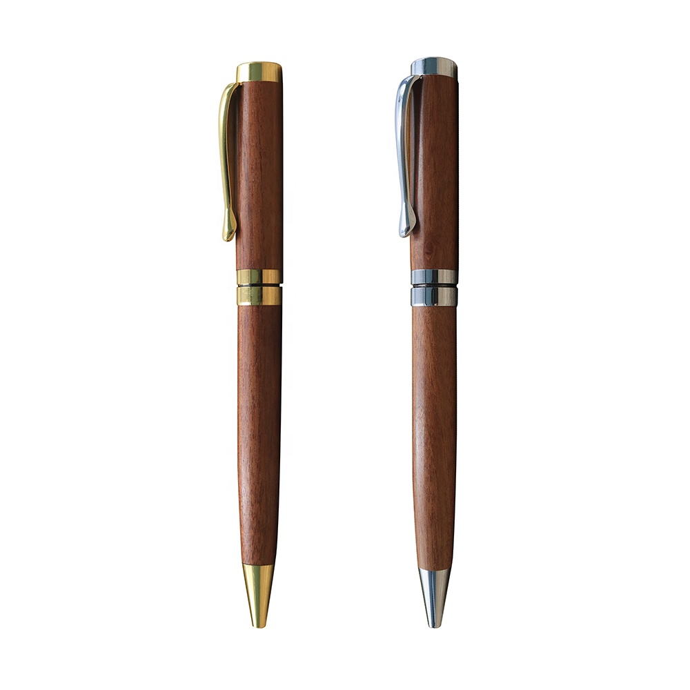 Fast delivery Twistable custom logo heavy luxury wooden pen corporate gift pen for Christmas