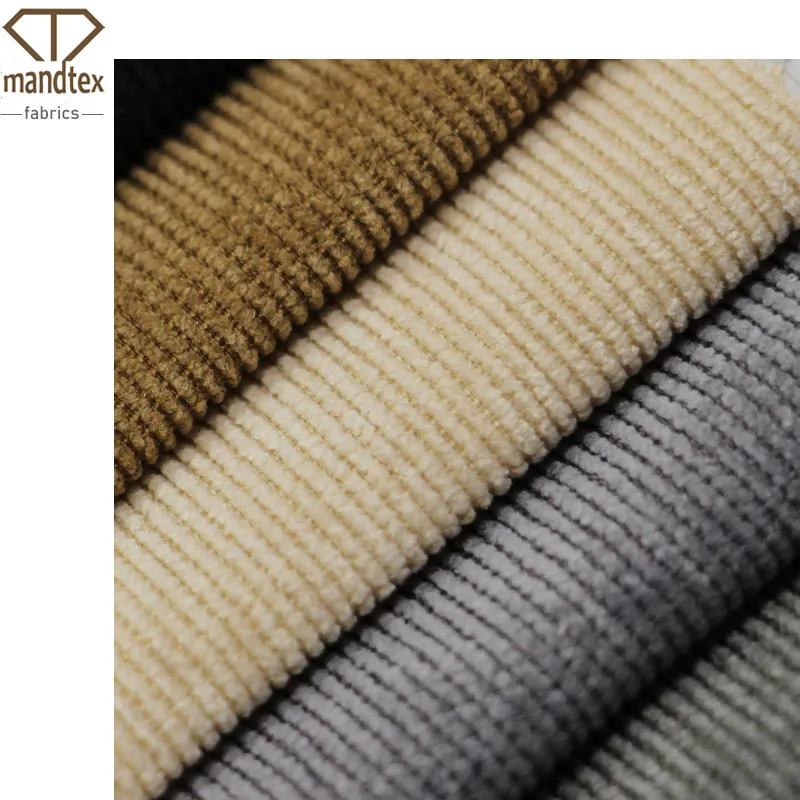 Mand Textile wholesale fashion good quality washable 100% micro polyester strip velvet 21 wale corduroy for jacket by meter
