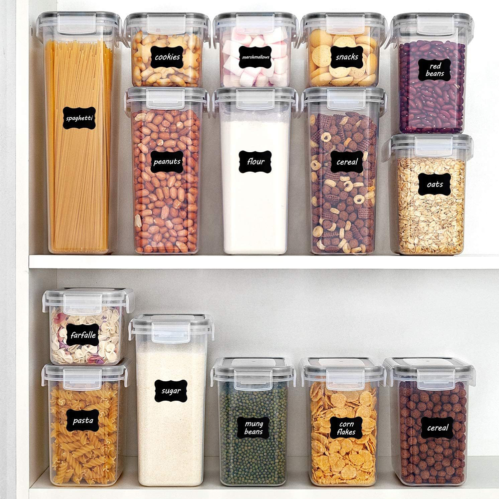 Household Storage 24 Pcs Set Bpa-Free Airtight Plastic Stackable Kitchen Organizer Cereal Dry Food Storage Bin Box Container
