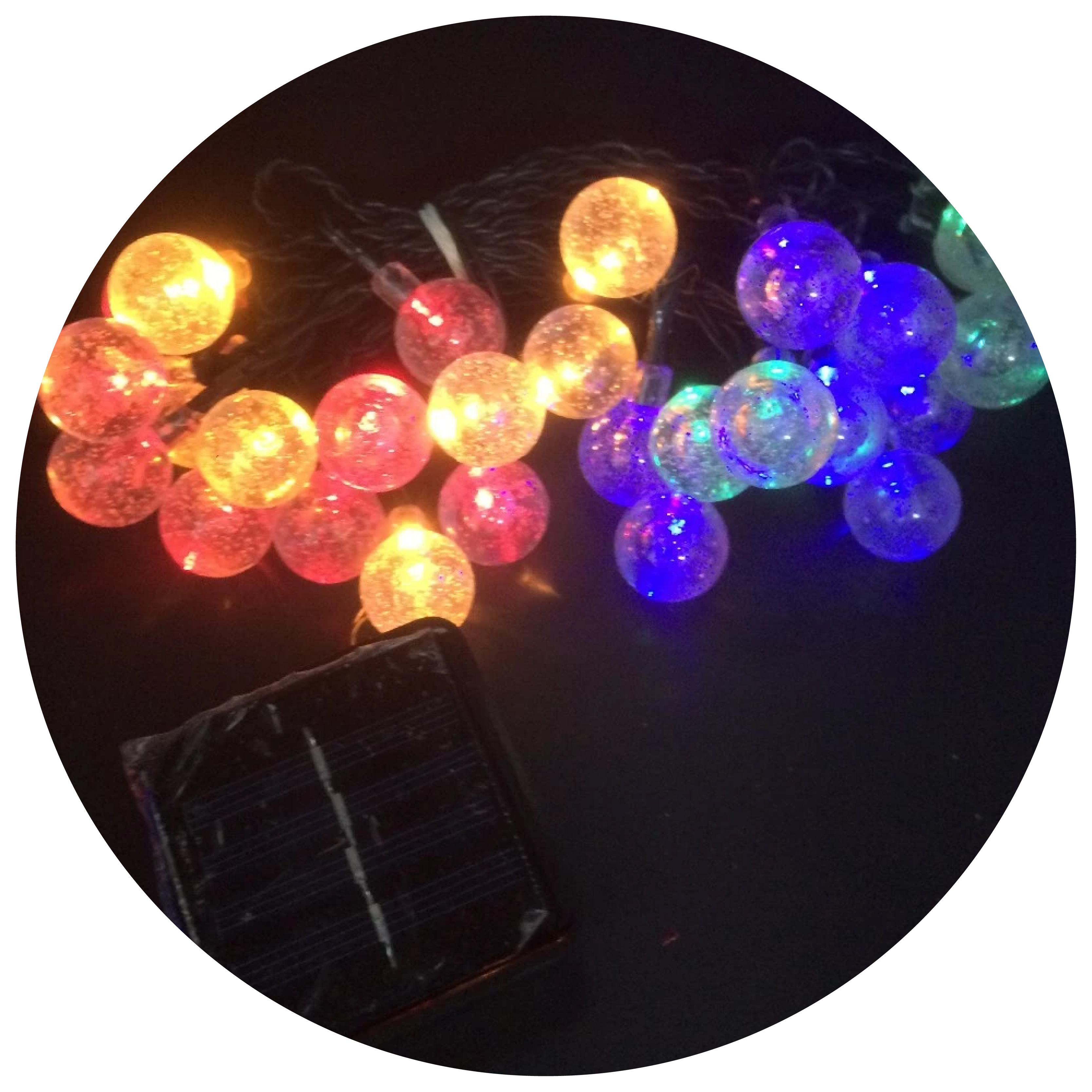20FT 30LT Solar panel power supply Crystal Ball LED String Lights for backyard bar commercial grade decor