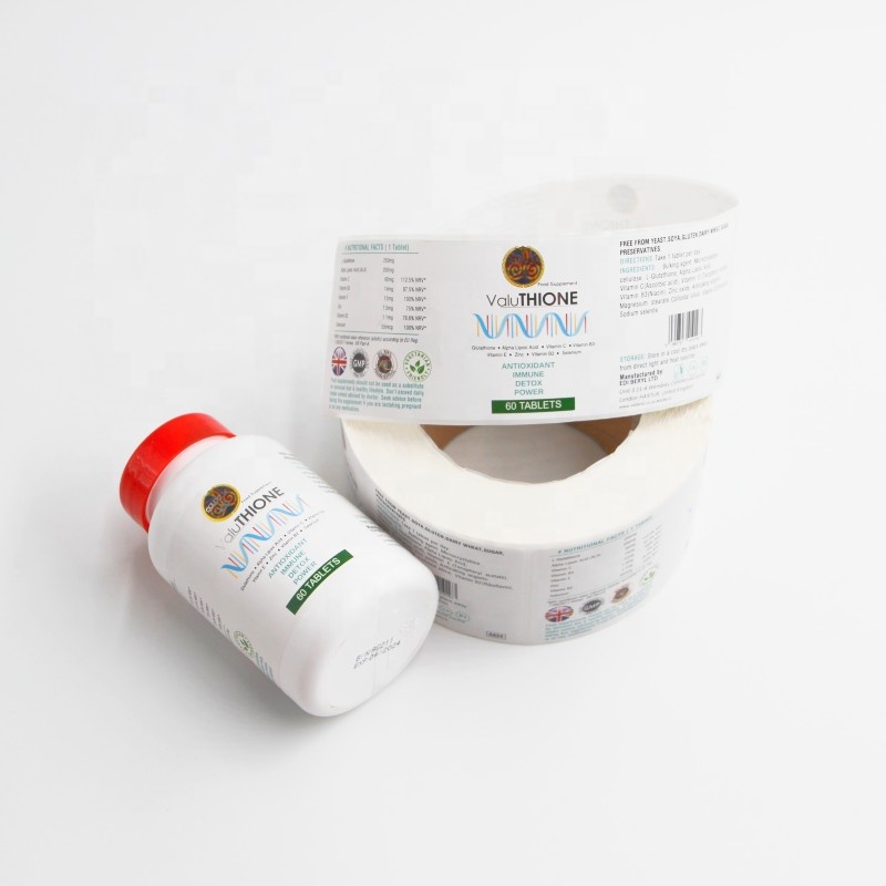 High Quality Customized Pill Capsule Sticker Waterproof Customize Sticker Bottle Oral Label Custom Die Cut Medicine Brand Logo
