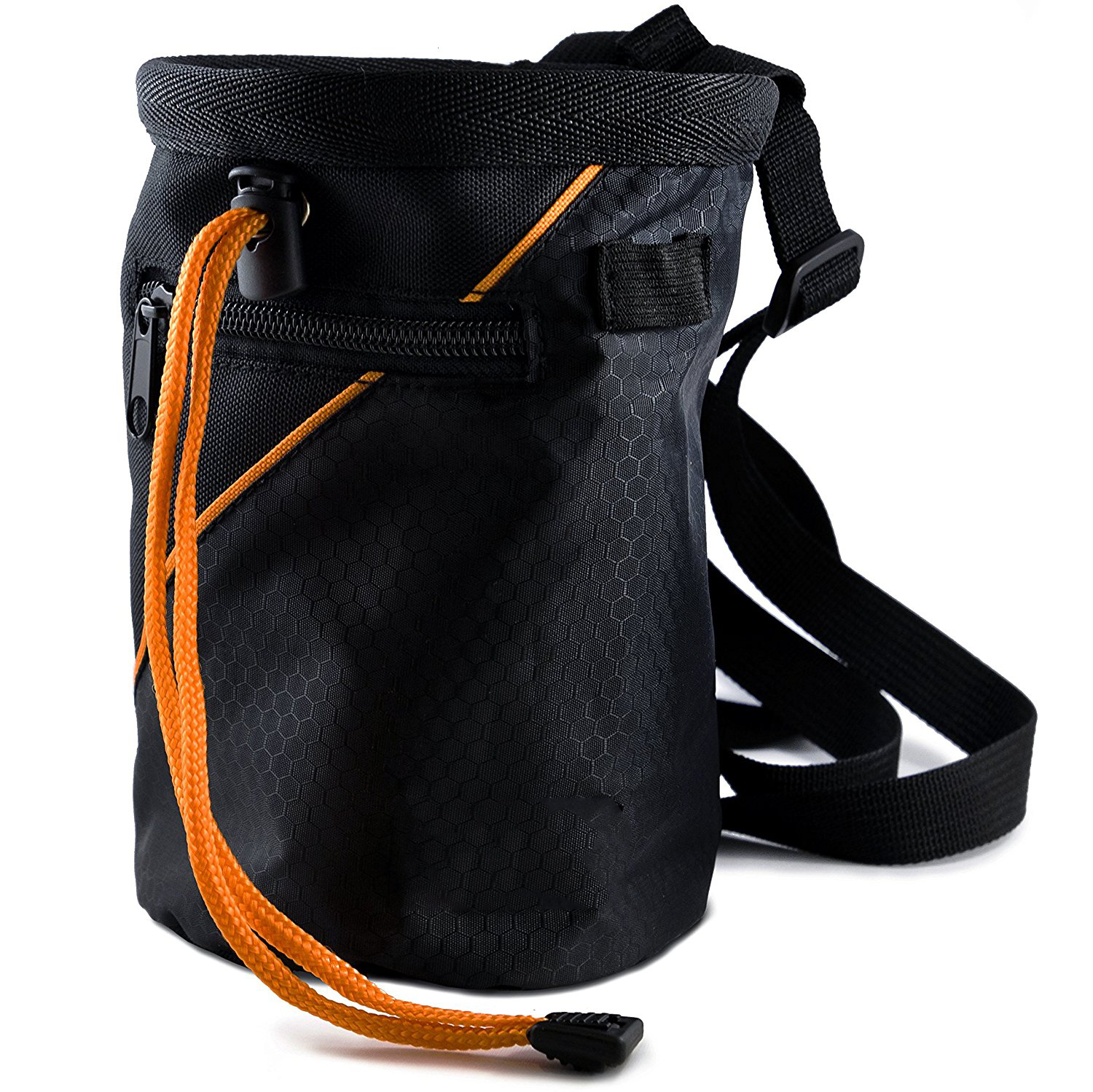 Custom Logo Black Drawstring Closure Climbing Chalk Bag for Rock Climbing Weightlifting, Bouldering Gymnastics