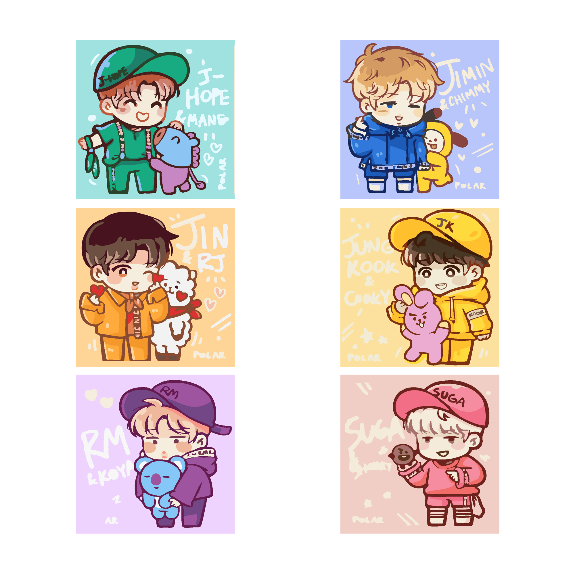 JS Popular Kpop Idol BTS Cartoon Role 5D DIY Paint by Number with Frame Kids Art Kits Students Canvas Painting Fans Army Gif