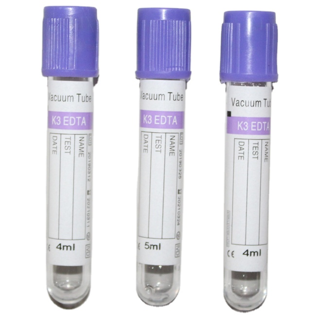 Medical vacuum tube EDTA K3 with purple stopper