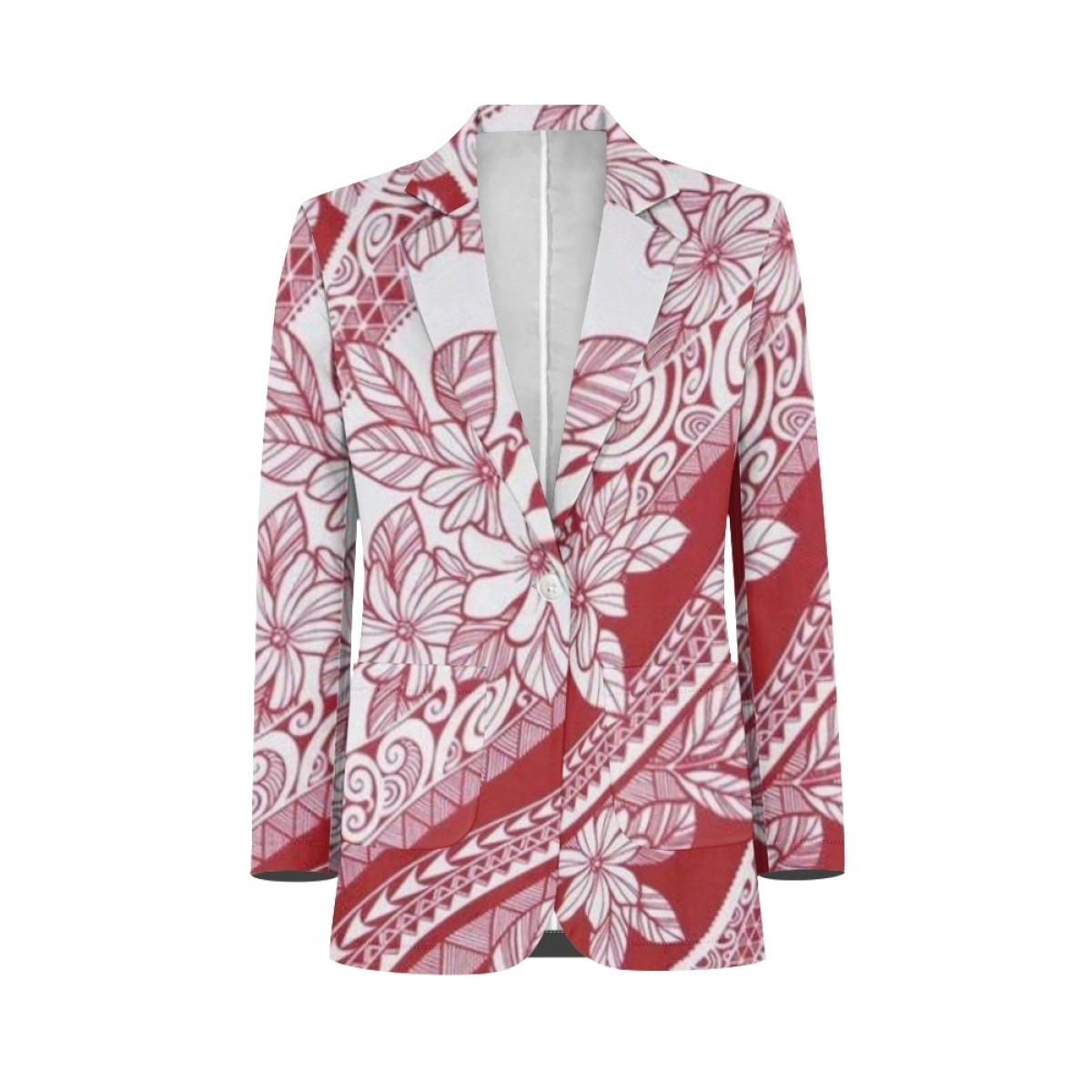 Customized Suit Jacket For Women Wholesale Hot Style Printed Women's Blazer Red Polynesian Design Ladies Casual Blazer Popular