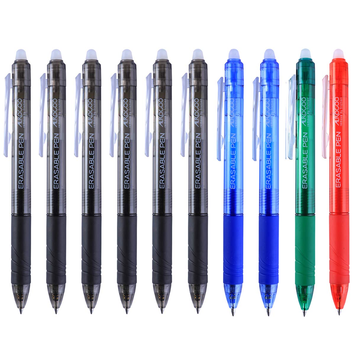 Retractable Erasable Gel Ink Pens Clicker Eraser Pens Fine Point 0.7 mm Erasable Pens With Rubber for Smooth Writing Drawing