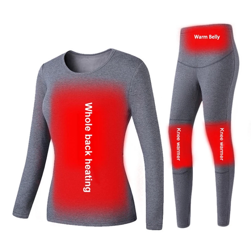 Winter USB Heating Snow Underwear Set Warm Women Heated Clothing Skiing Hiking Ski Pants Self Heat Suit