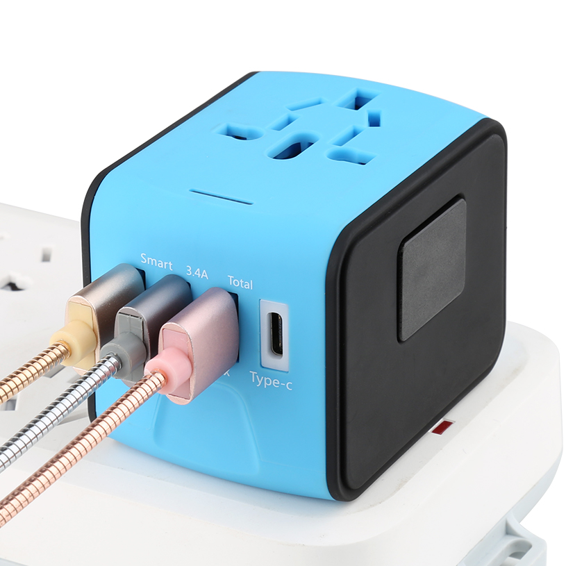 Дорожные USB-адаптеры с несколькими вилками Европейского/Британского/австралийского/американского стандарта, Тип C, 3,4 А, универсальное зарядное устройство для телефона, электрические вилки, умные мировые адаптеры Type-C