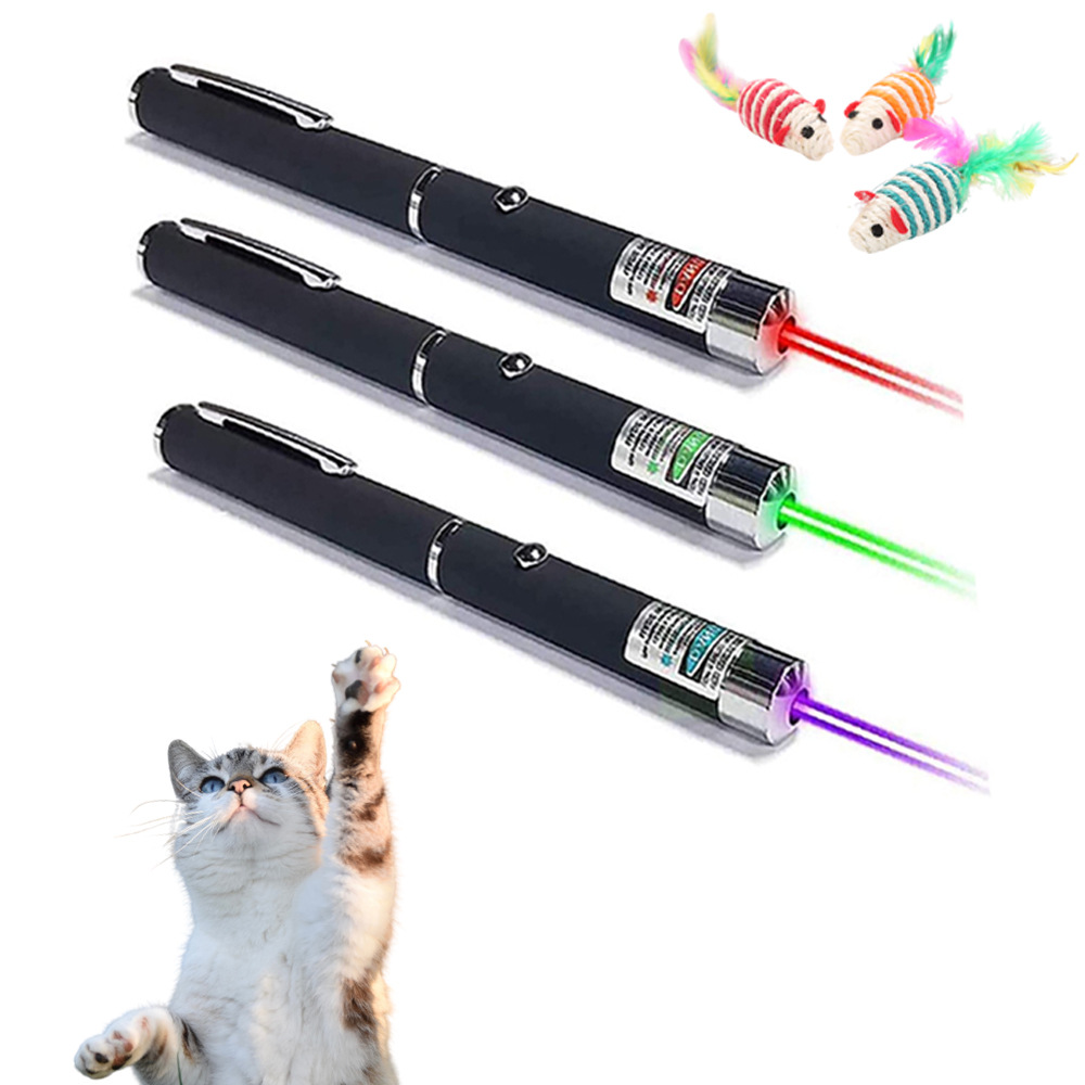 Игрушечный инструмент Laserpen, тренировочный инструмент для домашних животных, 3 режима, 7 в 1, интерактивные лазерные игрушки для кошек, 3 упаковки
