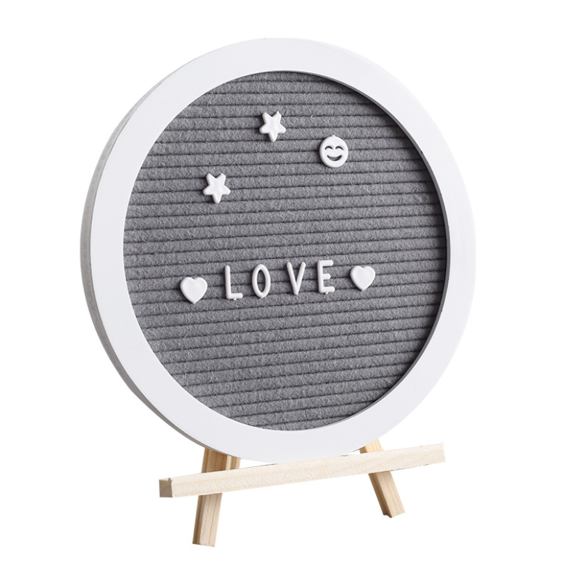 Round Wooden Felt Letter Message Board Oak Felt Letter Board With Plastic Letters Numbers Symbols